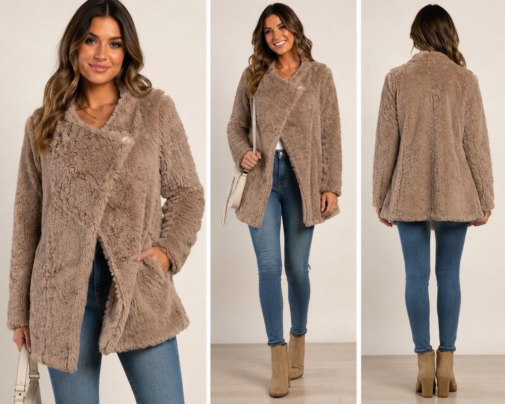 BB Dakota Women’s Plush Faux-Fur Teddy Coat Size XS